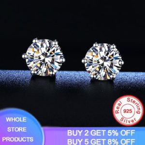 Classic Luxury 925 Sterling Silver 6mm Small Zirconia Diamond Stud Earring Earrings For Women Wedding Anniversary Gift Jewelry