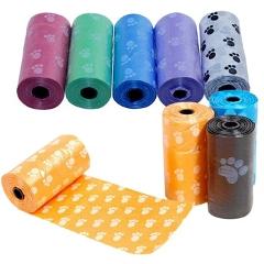 15Pcs/roll New Hot Sale Degradable Pet Dog Waste Poop Bag With Printing Doggy Bag For Cat Dog Color Random Delivery