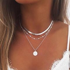 3 Layed Choker Necklaces Collar Women Chokers Gold/Silver Color Metal Chain Necklace for Female Collier