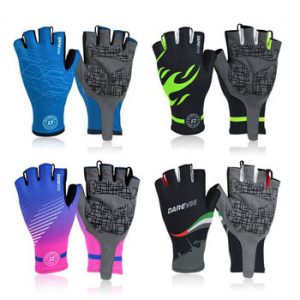 Darevie Half Finger Cycling Gloves Gel Pad Shockproof Cycling Gloves Breathable Bike Gloves No Velcro Biking Gloves Road MTB