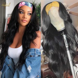 URFIRST Body Wave Headband Wig Human Hair Wigs For Black Women Brazilian Scarf Wig No Gel Glueless Remy Human Hair Wigs