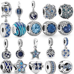 2020 Hot Original blue sweet night starry sky Bead fit Pandora charms silver 925 beads Bracelet for women diy fashion jewelry