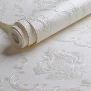 White Embossed Damask Wallpaper Bedroom Living room Background Floral Pattern 3D Textured Wall Paper Home Decor 10M Roll