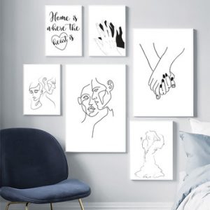 Abstract Figure Line Drawing Picture Home Decor Nordic Canvas Painting Wall Art Body Hand Modern Posters and Prints for Bedroom