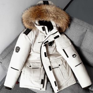 -30 Degree Winter Down Jacket Men 90% White Duck Down Parkas Coat Mid-length Large Fur Collar Male Thicken Coat Snow Overcoat