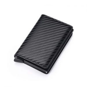 DIENQI Carbon Fiber RFID Blocking Men's Credit Card Holder Leather Bank Card Wallet Case Cardholder Protection Purse For Women