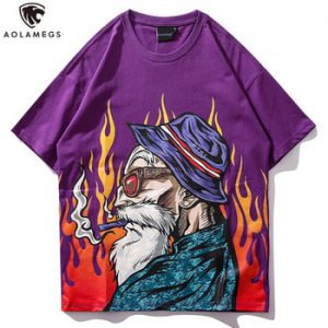 Aolamegs T Shirt Men Japanese Printed Men's Tee Shirts O-neck T Shirt Cotton Fashion Hip Hop Couple High Street Tees Streetwear