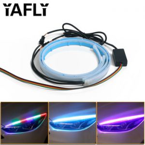 2x Ultrafine RGB 30 45 60cm Daytime Running Light Flexible Soft Tube Guide Car LED Strip White Red Turn signal Yellow Waterproof