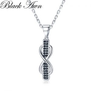 Black Awn Genuine 100% 925 Sterling Silver Fine Cross Jewelry Trendy Engagement Necklaces for Women Wedding Pendants K055