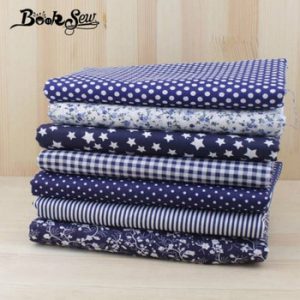 Booksew 7pcs 50cmx50cm Navy blue  fat quarters Cotton Fabric for DIY Sewing Patchwork Fabrics Tilda Cloth telas tecido tulle