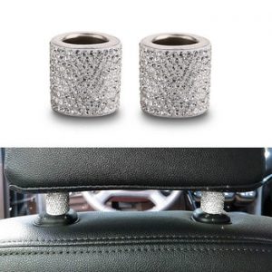 Universal Crystal Rhinestone Car Seat Headrest Ring Collars Decor Charms Diamond Bling Car Interior Accessories for Women Girls