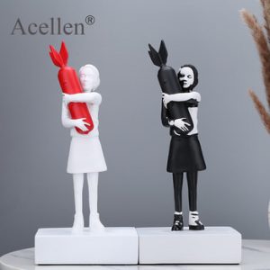 Bomb Hugger Banksy Sculpture Bomb Girl Street Art Resin Statue Creative Home Decor Modern Figurines Art Gifts Desktop