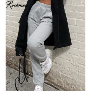 Rockmore Women'S Sweatpants And Joggers Grey Streetwear Pants Women Summer Loose High Waisted Trousers White Wide Leg Sweat Pant