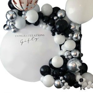 123pcs Marble Balloons Garland Kit Chrome Sliver Black White Balloon Arch Birthday Wedding Baby Shower Hollywood Party Decor