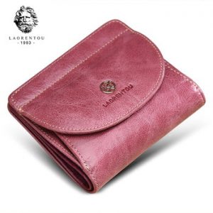 LAORENTOU Brand Women Short Wallets Genuine Leather Standard Wallets Fashion Zipper Purse Lady Coin Pocket Card Holder for Woman