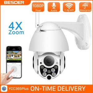 BESDER 1080P PTZ  Speed Dome IP Camera Outdoor Waterproof IP66 WiFi Security Camera 4X Digital Zoom Two Way Audio App YCC365