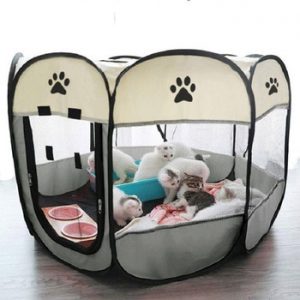 Portable Folding Pet Carrier Tent  Playpen Breathable Easy Operation Octagon Fence Outdoor Removable Puppy Kennel Bed For Cats