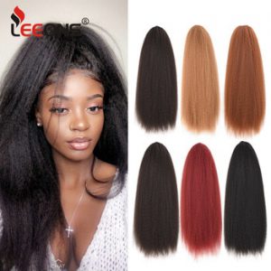 Leeons Kinky Straight Ponytail For Women Synthetic High Quality Drawstring Afro Yaki Hair Extensions 22Inches Long Hair ponytail