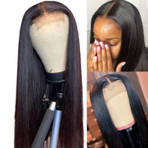 wholesale wigs 4x4 lace closure wig brazilian straight human hair wigs for women non-remy headband wig fake scalp wig with bangs