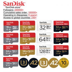 SanDisk 100% Original A1A2 Microsd TF card Class10 16GB 32gb Micro SD card 64gb 128GB memory card Video card  sd card u3  memory