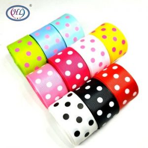 HL 1" Printed Dots Grosgrain Ribbons 5 Meters/lot For Making Bows Head Jewelry Accessories Wedding Decorative Gift Box Wrapping