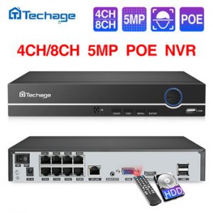 Techage H.265 4CH 8CH 4MP 5MP 1080P POE NVR Audio Out Security Surveillance Network Video Recorder Up to 16CH For POE IP Camera