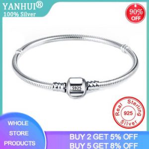 Never Fade 100% Original 925 Solid Silver Chain Charm Bracelet with S925 Logo Fit DIY Beads Charms Women Handmade Gift Bracelet