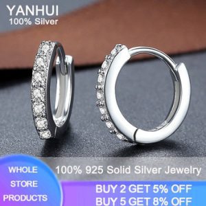 YANHUI Hot Sale 925 Sterling Silver Small Circle Earrings For Women Flash CZ Zircon Drop Earrings Birthday Gift Jewelry