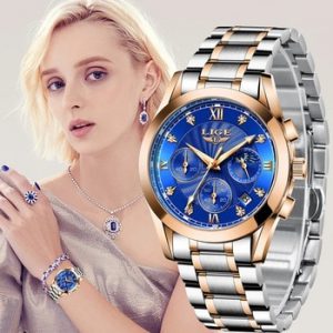 LIGE 2020 New Gold Watch Women Watches Ladies Creative Steel Women's Bracelet Watches Female Waterproof Clock Relogio Feminino