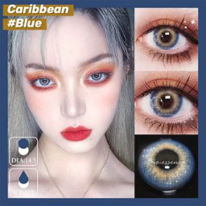 2pcs(1Pair) Lenses Blue Caribbean Series Eye Contacts Lentille de Couleur Yeux Naturel Beauty Eye Makeup Wholesale Dropship