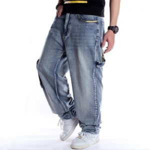 Hip Hop Jeans Men Side Pockets Denim Overalls Men Denim Jeans Pants Harem Men's Jeans Big Size 44 46 Baggy Loose Fit Male Jeans