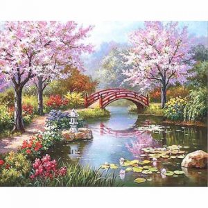 GATYZTORY Sakura Road Scenery DIY oil Painting By Numbers Kits abstract paint by numbers Picture On Canvas For Wall Art Picture