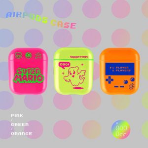 Fluorescent color orange plastic cartoon game Wireless charging Earphone hard Case For Airpods 1 2 Accessories Bluetooth cover