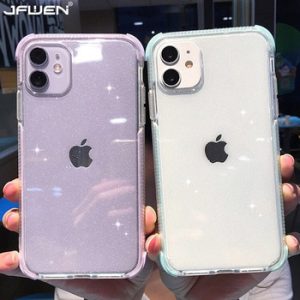 Bling Glitter Protection Phone Case For iphone 12 Mini 11 Pro XS Max 8 7 Plus XR X SE 2020 Case Silicone Transparent Back Cover