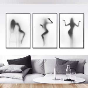 Black And White Abstract Wall Art Canvas Painting Pictures Beauty Women Nude Girl Shower Nordic Obscure Posters And Prints Decor