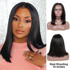 Yyong 13x4 Blunt Cut Bob Wig Short Lace Front Human Hair Wigs Remy Brazilian Straight Bob Wigs With Baby Hair HD Transparent Wig