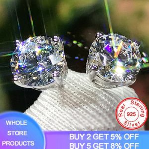 YANHUI Real Natural Zirconia Gemstone Stud Earrings For Women Real 925 Sterling Silver Jewelry Gift Wedding oorbel Accessories