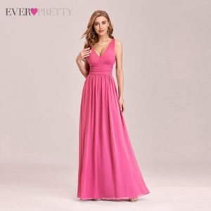 Evening Dresses Woman Party Night Ever Pretty A Line V Neck Chiffon Elegant Formal Long Gown For Wedding 2020 EP09016 Vestidos