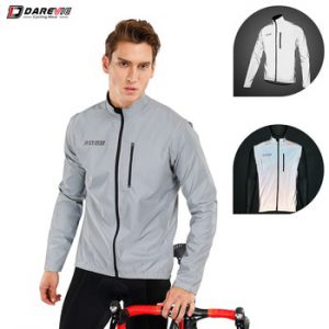 Darevie Cycling Jacket Full Reflective Cycling Jacket Removable Sleeves Cycling Jacket Biking Jacket Men Off Sleeve Cycling Vest