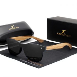 KINGSEVEN 2021 Polarized Square Sunglasses Men Women Zebra Wooden Frame Mirror Flat Lens Driving UV400 Eyewear