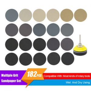 182 Pcs Set 1 Inch 3 mm Shank Sanding Pad Sandpaper With Foam Interface Pad  For Auto Car Care Headlight Repair Wood Glass