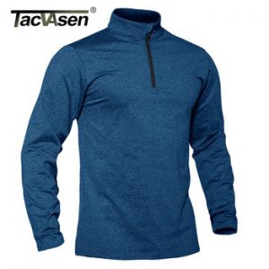 TACVASEN Spring/Fall Thermal Sports Sweater Men's 1/4 Zipper Tops Breathable Gym Running T Shirt Pullover Male Activewear