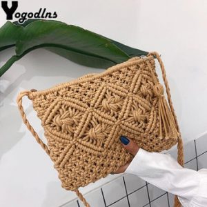 Fashion Woven Shoulder Bags Straw Summer Women Weave Crossbody Beach Travel Handbag Female Bag Women Messenger Bags Bolsa