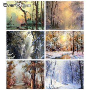 Evershine Diamond Painting Snow Scenery Full Drill Cross Stitch Diamond Embroidery Full Set Landscape Winter Tree Wall Stickers