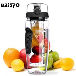 BAISPO 32oz 900ml BPA Free Fruit Infuser Juice Shaker Sports Lemon Water Bottle Tour hiking Portable Climbing Camp Bottles