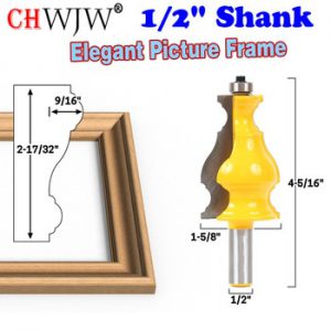 1pc 1/2" Shank Large Elegant Picture Frame Molding Router Bit Door Knife Woodworking Cutter Tenon Cutter for Woodworking Tools