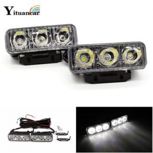 Yituancar 2X3 LEDs 9W Universal Daytime Running Light Source Styling Waterproof Aluminum DC12V White Work Lighting With Lens