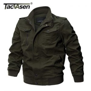 TACVASEN Military Jacket Men Winter Bomber Jacket Coat Army Safari Cotton Pilot Jacket Autumn Fashion Casual Cargo Slim Fit Coat