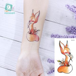 Rocooart Animal Waterproof Temporary Tattoo Sticker Flamingo Cat Fox Tatoo Body Art Women New Fake Taty Tatuaje Cute Small Tatto