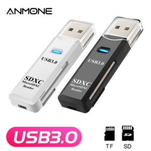 ANMONE USB 3.0 Card Reader 2 In 1 Micro SD TF Card Memory Flash Drive Adapter High Speed Multi-card Writer Laptop Accessories